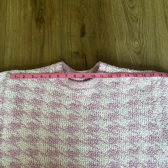 SKIMS Cozy Check Bouclé Knit Sweater Pink Cream Soft Girl Pullover XXS XS - Picture 6 of 8